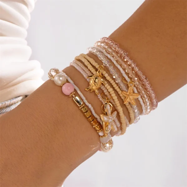 10pcs Shell Starfish Beaded Bracelets