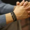YOUNIQ Bead Titanium Black Leather Bracelet