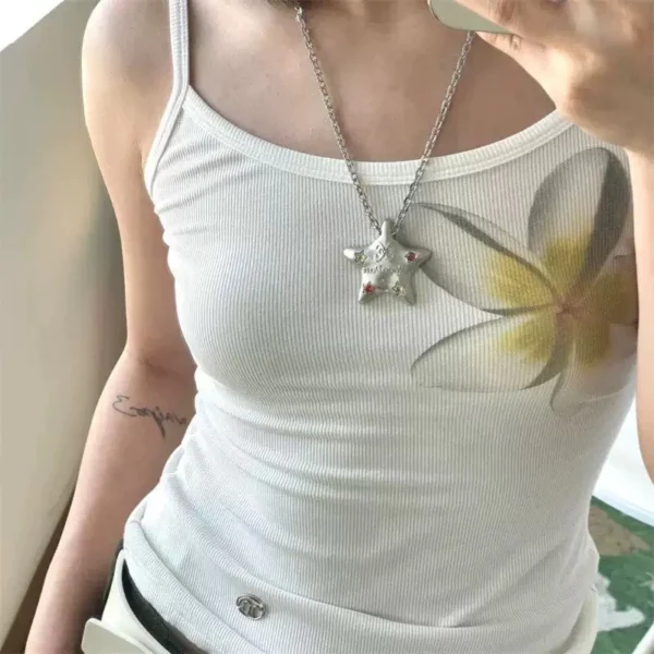 Alloy Rhinestone Star Pendant Necklace