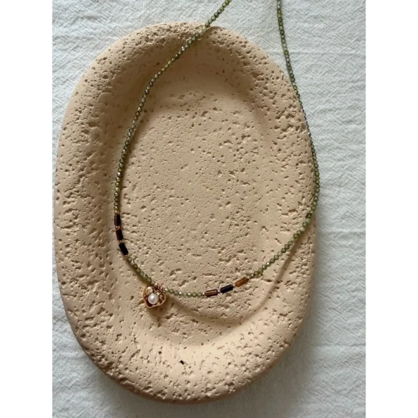 Green Crystal Tiger Eye Beaded Necklace