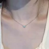 Alloy Zircon Blue Heart Pendant Necklace