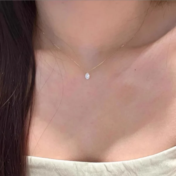 Alloy Zircon Water Droplet Pendant Necklace