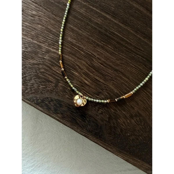 Green Crystal Tiger Eye Beaded Necklace