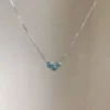Alloy Zircon Blue Heart Pendant Necklace